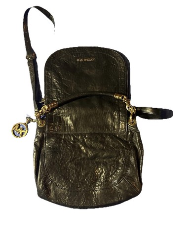 Corps croisé Michael Kors en cuir noir avec quincaillerie dorée, sangle longue/poignée courte - Photo 5/7