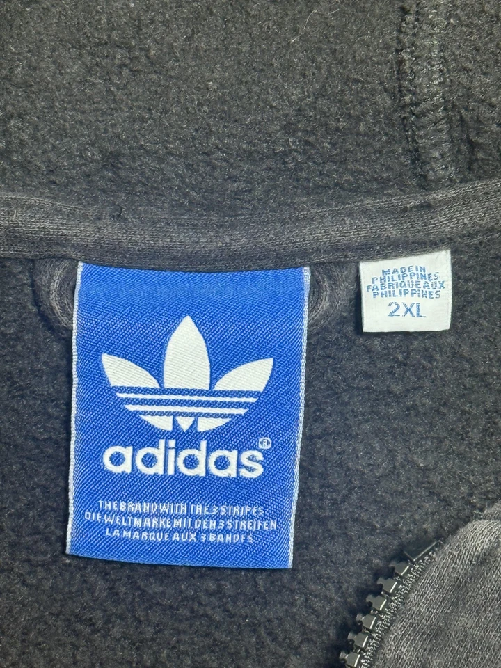 Adidas Originals Hoodie Mens 2XL Black Zip Trefoil 3-Stripes Ultrastar Z02916 - Image 3 of 4