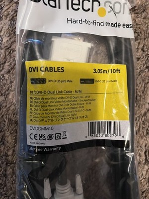StarTech DVIDDMM10 StarTech.com 10 ft DVI-D Dual Link Cable - M/M - DVI-D Male -