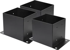 6X 6 Post Base 3 PCS,Inner Size 5.6"x5.6"Deck Post Base,Heavy Duty Metal Black