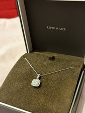 0.50ct Diamond Necklace 9ct White Gold Square Halo Pendant