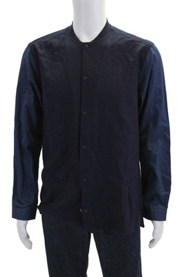 Basco Mens Long Sleeve Colorblock Snap Closure Jacket Blue Size M