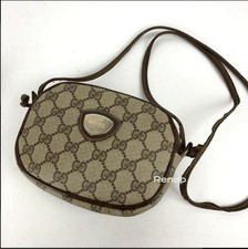 GUCCI GG Supreme Shoulder Bag Brown Canvas Leather Logo Vintage Authentic Women