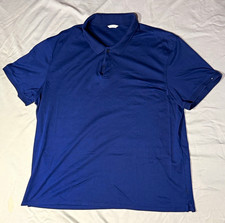 Calvin Klein Men's Polo Shirt L Blue Solid Knit Short Sleeve Collared Logo