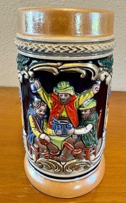 Gerz  Beer Stein with handpainted German tavern scene.