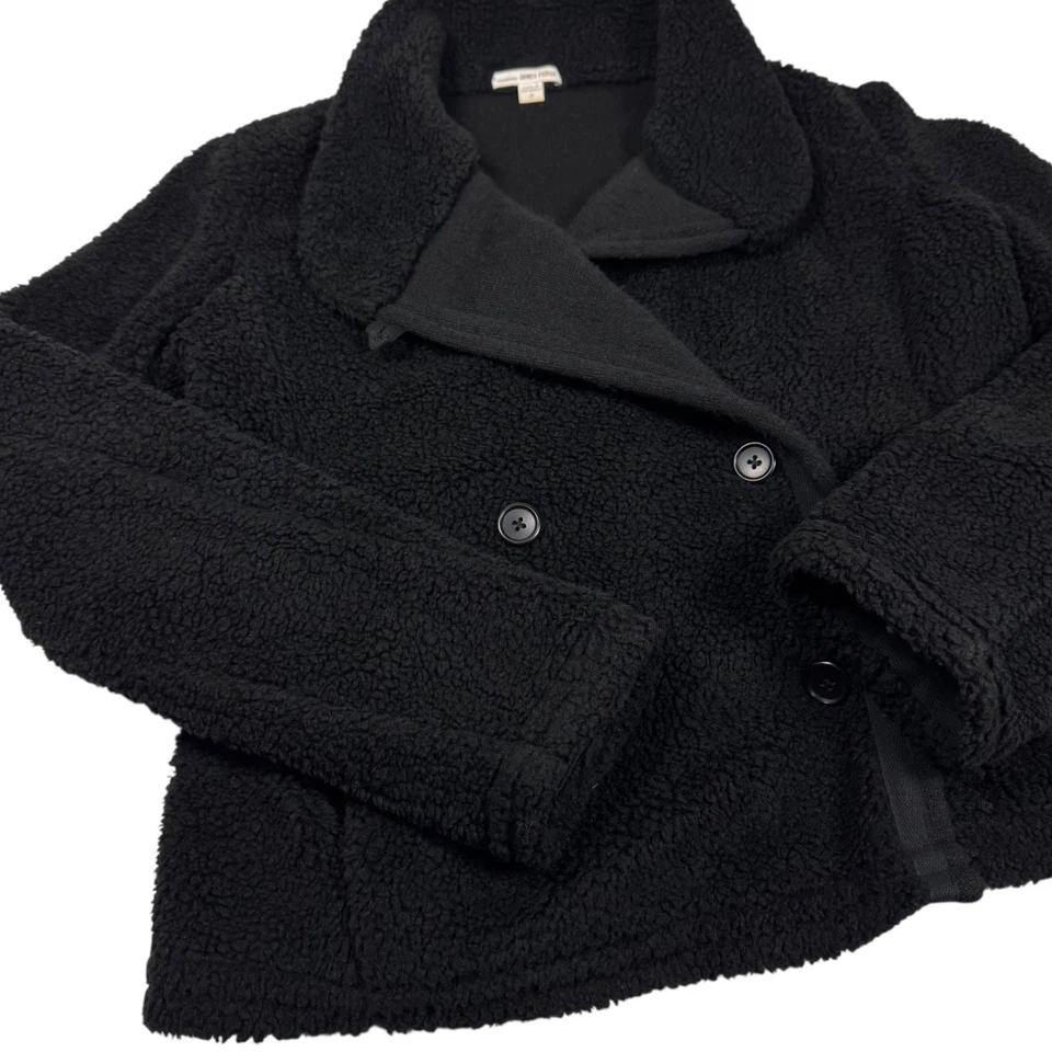 JAMES PERSE Sherpa Jaket Sz 3 Black Double Breasted Mock Neck Grunge Streetwear - Image 3 of 4