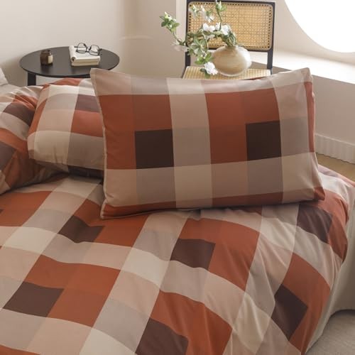 Buffalo Plaid Bettdecken-Set Tartan Bettwäsche Twin/Twin XL orange Buffalo kariert - Bild 4 von 6