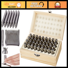 Metal Stamping Kit - 36-Piece Alphabet  Number Stamps with Wood Storage Case fo