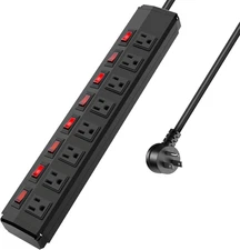 8 Outlet Heavy Duty Power Strip with 8 Individual Switches,Moutable Metal Pow...