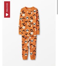 Hanna Andersson Organic Long John Pajama Set Kids Sz 110 US 5 Halloween Bats