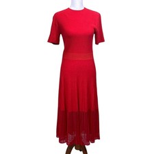 ANN TAYLOR Red Ribbed Knit Maxi Dress, classic, flattering, romantic