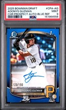 2025 Bowman Draft 1st Adonys Guzman True Blue Auto /150 PSA 9