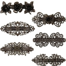 Geyoga 6 Pieces Vintage Hair Barrettes for Women Retro Flower French Pearl Cryst