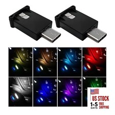 USB Type C LED Ambient Light, 8 Colors RGB LED Car Atmosphere Lamp with 2PCS