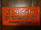 VINTAGE EL SIDELO 5 CENT CIGAR SIGN HUMIDOR PACKED TIN OVER CARDBOARD