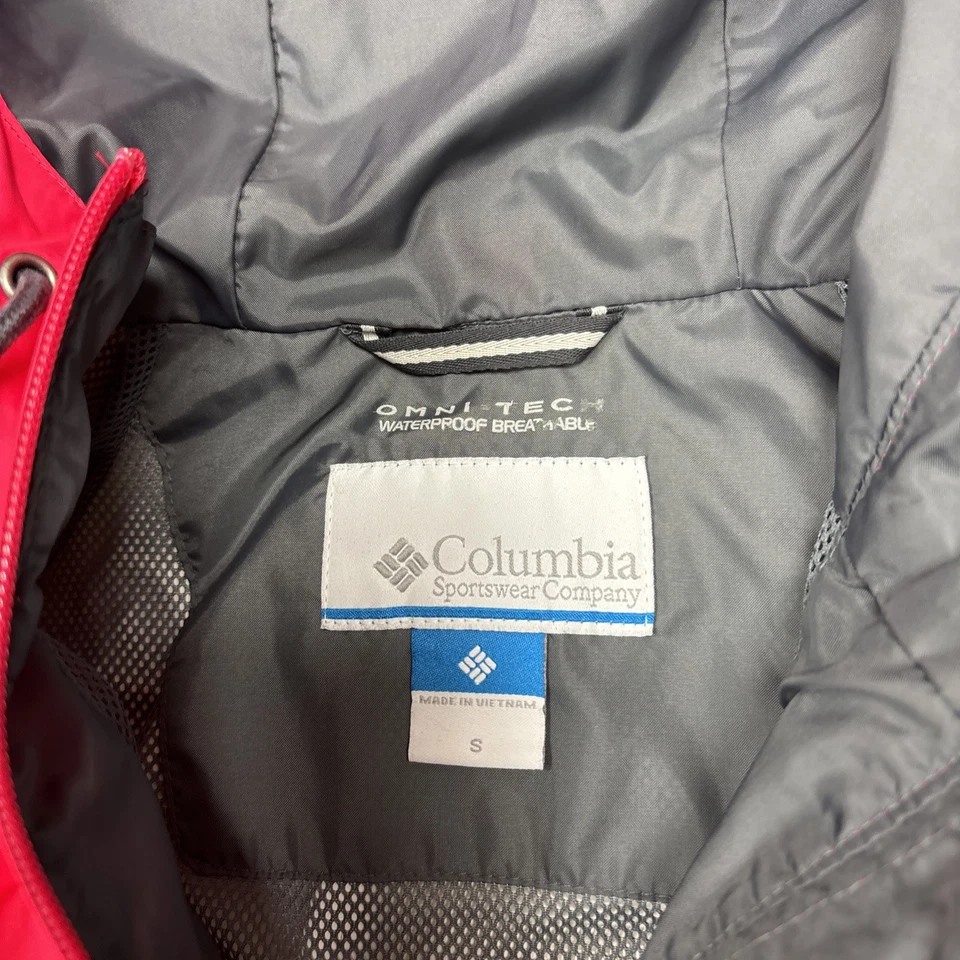 Chaqueta de lluvia Columbia para mujer pequeña roja impermeable a prueba de viento Omni Tech Foto 4 de 4