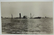 RPPC WW11 Japanese Cargo ship Sunk in Manila Harbor C. 1940s Real Photo Postcard
