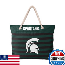 FOCO Michigan State Spartans NCAA Nautical Stripe Tote Bag