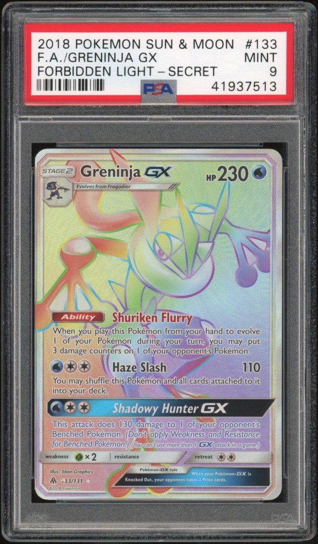 2018 Pokemon Full Art Greninja GX Forbidden Light Secret #133 PSA 9