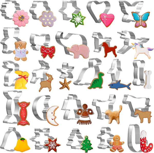 PläTzchen Ausstecher Set 26-Teilig, Aussterchformen Weihnachten, Edelstahl-image