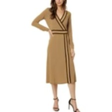 Michael Kors Women’s Faux Wrap Midi Dress Size S Geometric Print Stretch