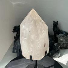 3.5LB 5.7" Natural Smoky Quartz Obelisk Tower Decor Crystal Healing Reiki+stand