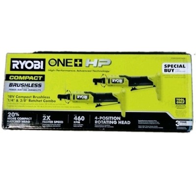 RYOBI ONE+ HP 18V Brushless Cordless Compact Ratchet 2-Tool Combo Kit