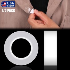 2 Double-Sided Body Tape Roll Waterproof Sweatproof Strips for Cloth Dress US