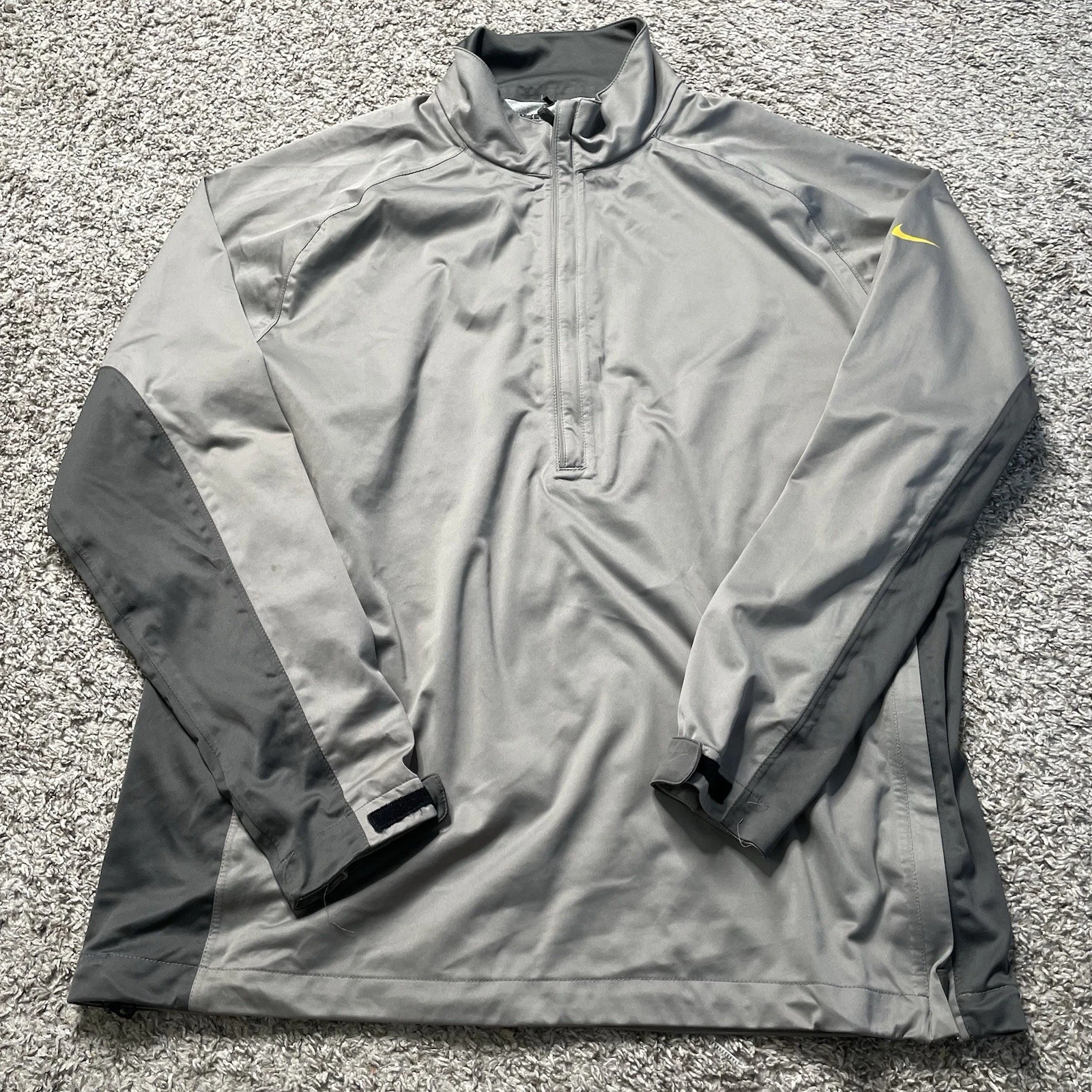 Nike Storm Windbreaker Jacket Mens XL Gray 1/4 Quarter Zip Pullover Golf Euc 728