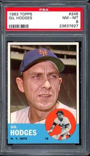 1963 Topps Baseball #245 Gil Hodges PSA 8