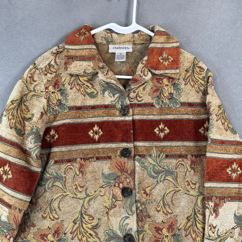 Chaqueta Chadwick's Mujer 16 Multicolor Tapiz Floral Boho Abrigo Abotonado Años 90 Foto 2 de 4