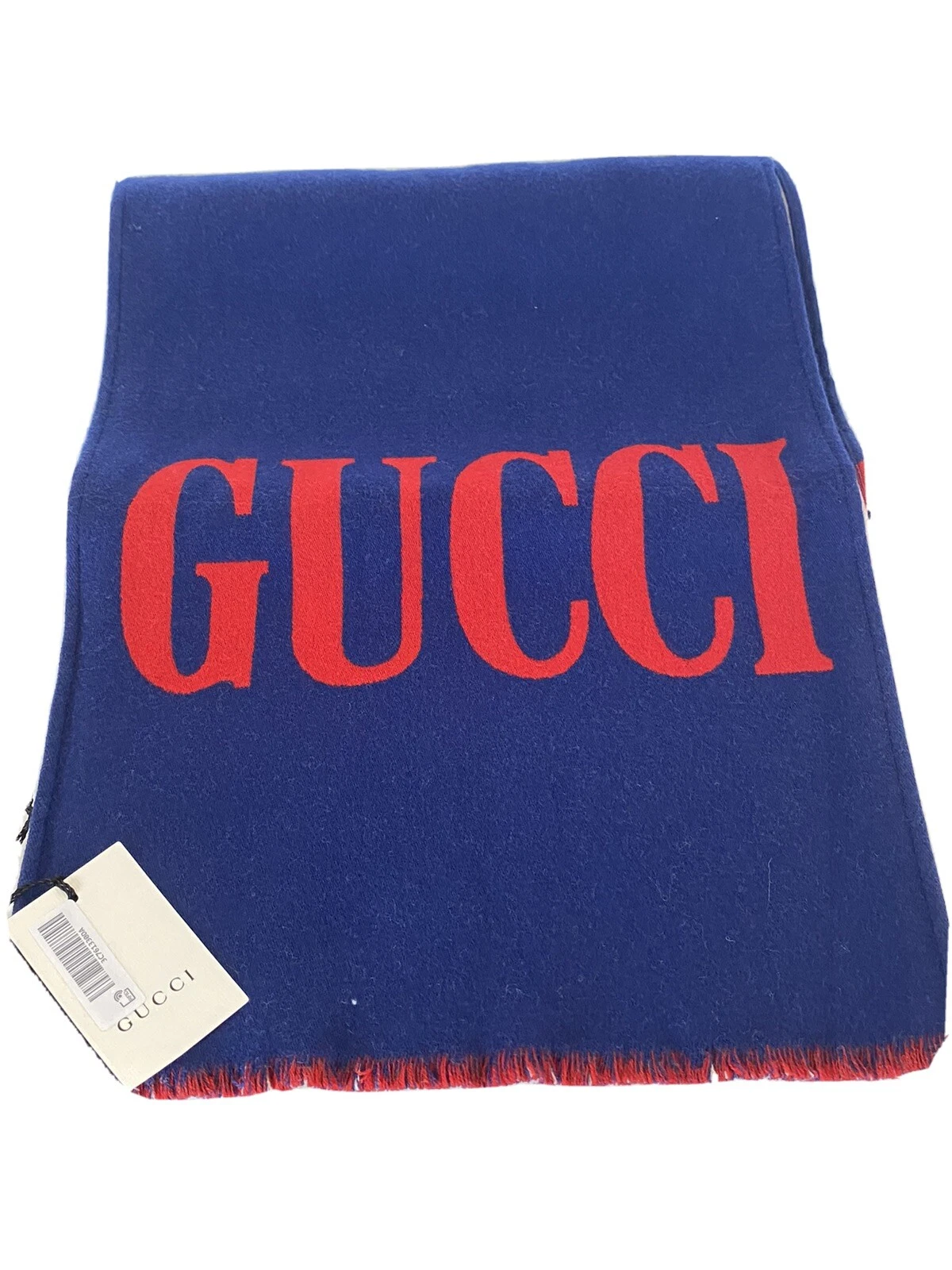 NWT Gucci Guccium Blue Wool/Silk Scarf 525559 35x180 Made in Italy