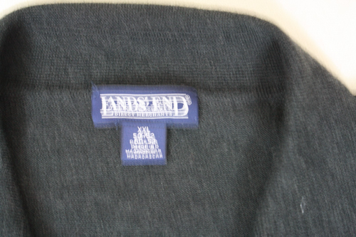 LANDS END Men’s Sweater Pullover Spread Collar All Wool Charcoal Gray 50-52 2XL - Picture 7 of 8