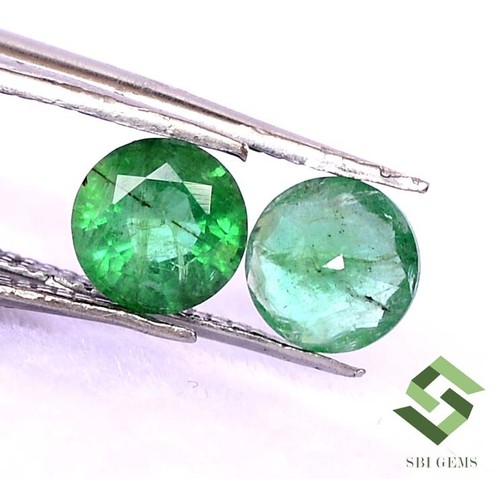 1.16 Cts Zertifiziert Natürlicher Smaragd Rund Schliff Paar 5.50 MM Unbehandelt - Bild 5 von 6