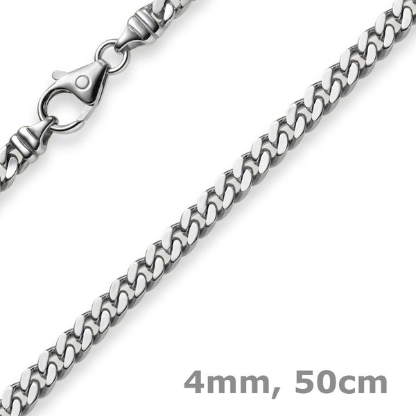4Mm Panzerkette Kette Collier Aus 585 Gold WeißGold, Goldkette, 50Cm, Herren-image