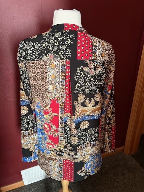 Joan Rivers Patchwork Print Multicolor Button Fro… - image 4