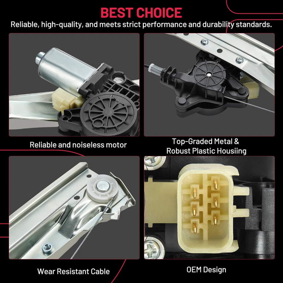 Power Window Regulator For 08-20 Dodge Grand Caravan w/ Motor Front Driver Side - Image 2 of 4