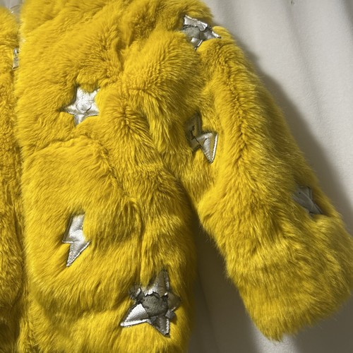 Zara Girls Size 5 Yellow Fur Hooded Jacket - Picture 3 of 7