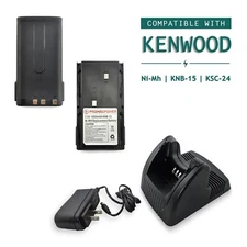Charger + 2x Batteries for Kenwood Radios KSC-24, KNB-14 KNB-15, TK-2100, TK3100