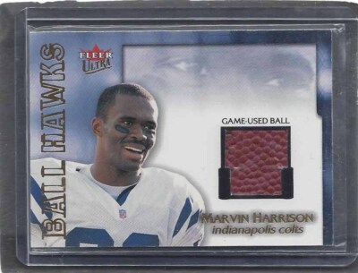 MARVIN HARRISON 2001 FLEER ULTRA BALL HAWKS GAME USED BALL FOOTBALL PATCH
