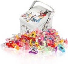 Sewing Clips Set With Tin Box 100 Colorful Fabric Clips Craft Quilting Tools