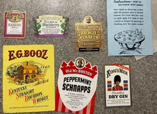 Vintage Lot - E.G Booz Whiskey King's Men Dry Gin Old Mr. Boston Distiller Label