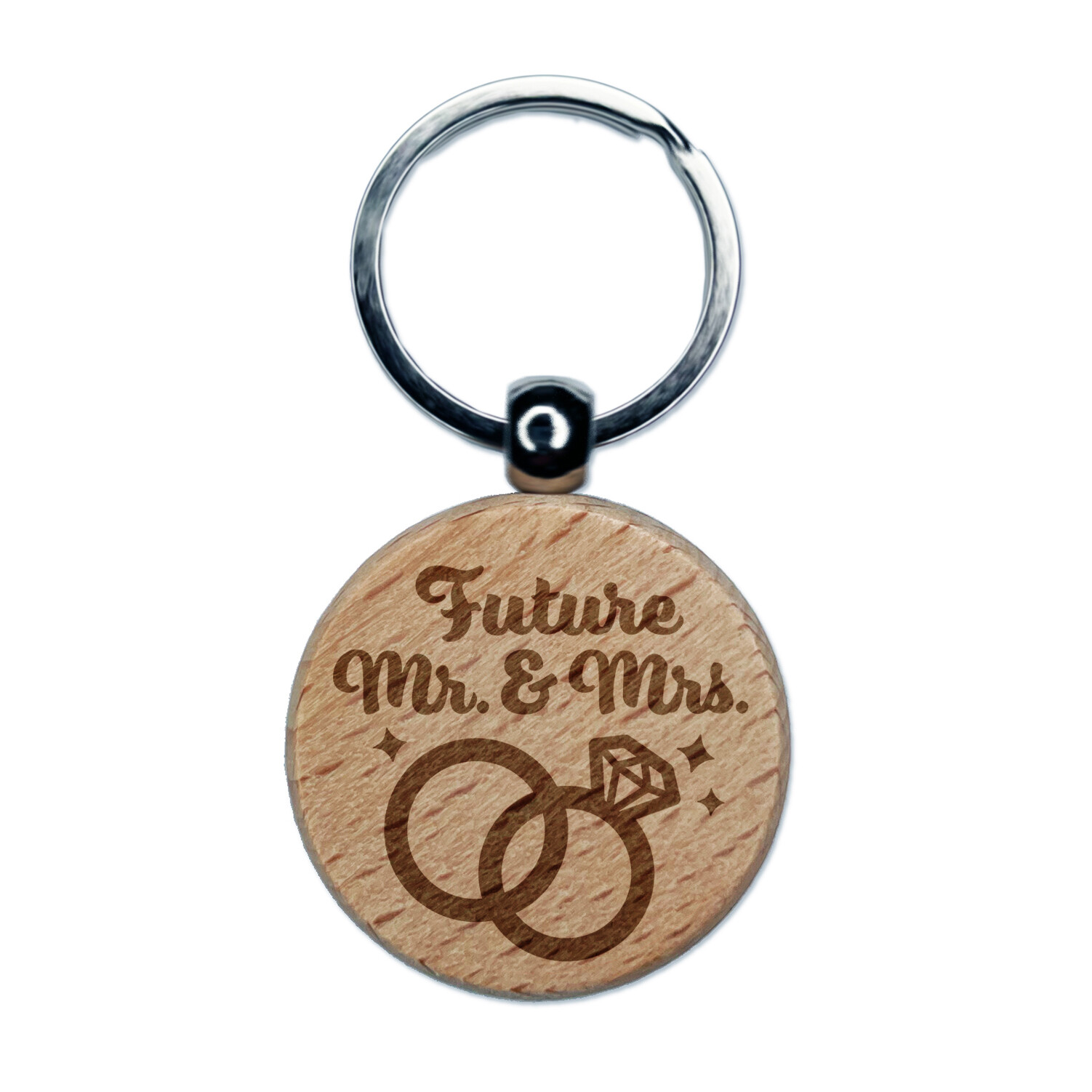 Mr & Mrs Engraved Wooden Wedding Keychain Tag Charm