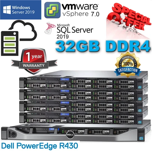 Dell R430 2x 1TB SAS 2x E5-2650v4 32GB 1x PCIE Riser 2 x 550w PSU  1 X H730