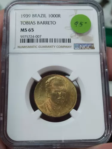 Brazil 1939 1000 Reis NGC MS65