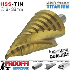 Profi HSS Titan Stufenbohrer Ø 6 - 38 mm Schäl Konus Bohrer Spiralbohrer XT35538