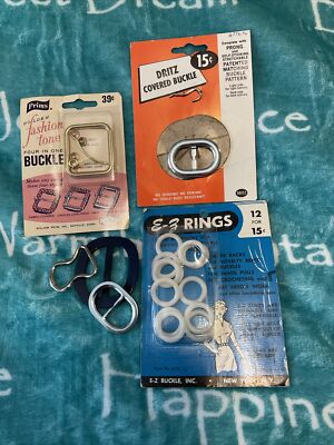 Vintage Sewing Notions Covered Belt Buckle Kit And More Lot 
