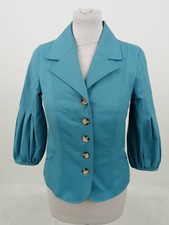 St-martins Women's Jacket Size Xs Blue Pockets Pleated Buttons Collar Used F1