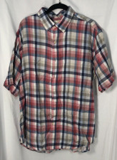 Tasso Elba Island Mens Multicolor Plaid Short Sleeve Button Up Summer Shirt - XL