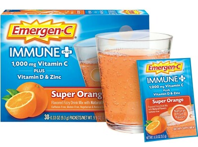 30 Packets EMERGEN-C 1000 Mg Vit C SUPER ORANGE Daily Immune. 
